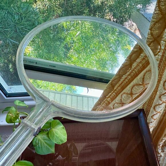 Vintage Clear Lucite Double-Sided Acrylic Hand Mirror - Picture 1 of 11